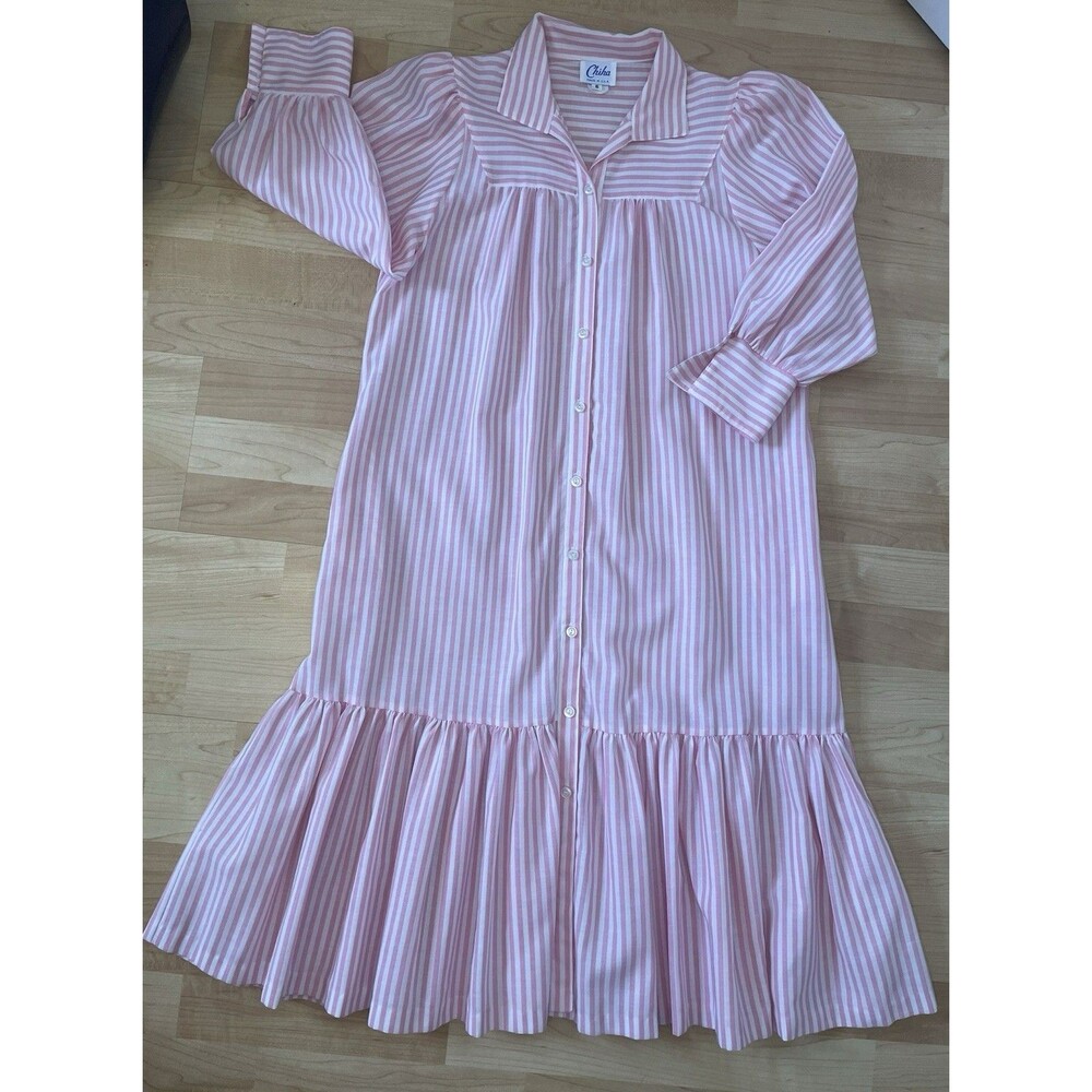 Vintage Chiha Midi Stripes Dress Size 6 With Side Pockets - Picture 6 of 10